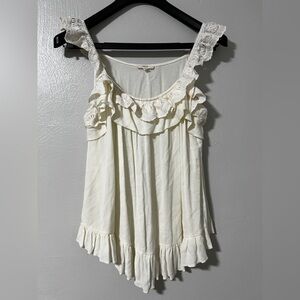 ✨ Easel Boho Ruffle Lace Tank Top – Size Small
